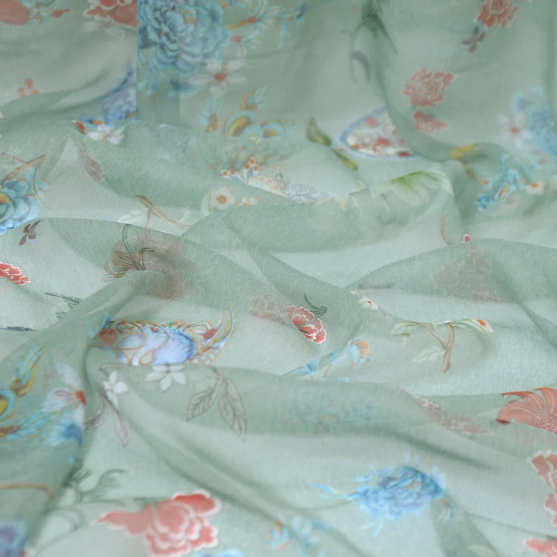 

140cm disk flower fiber silk digital printing light silk fabric silk fabric mulberry silk yarn