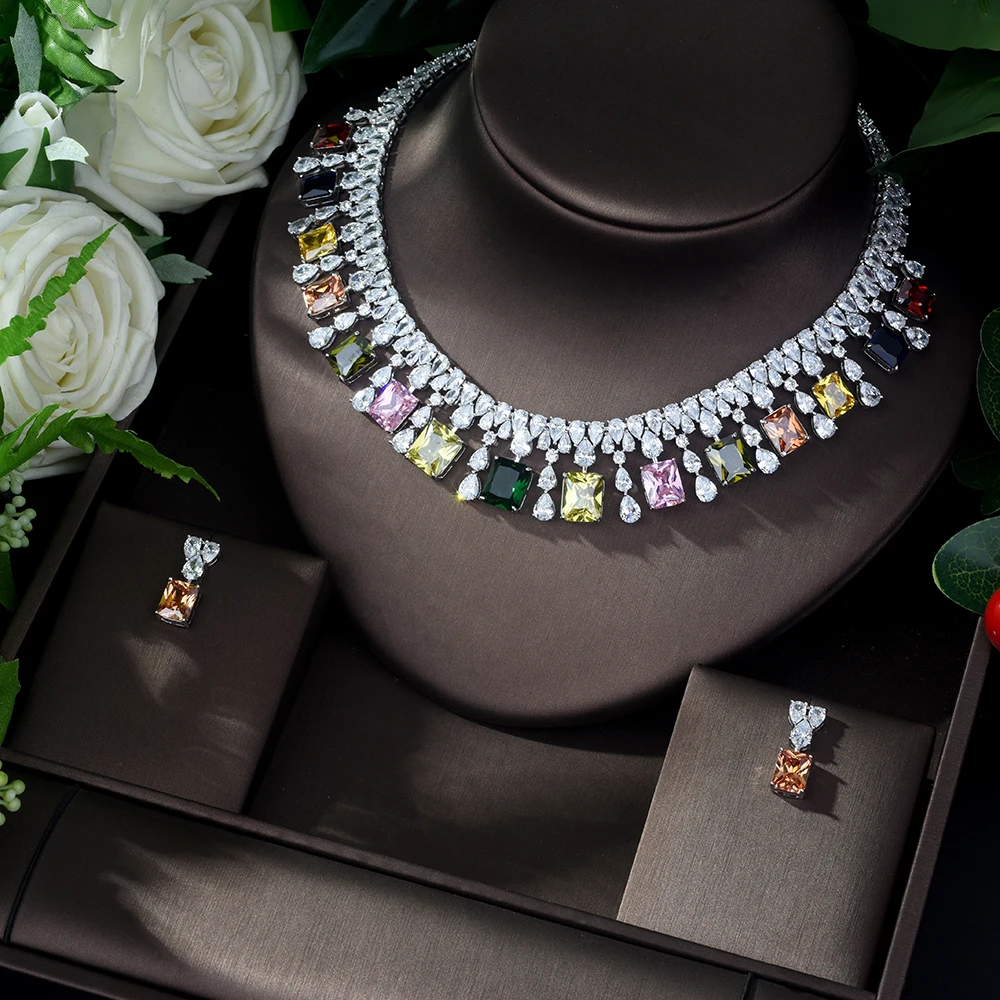 HIBRIDE роскошные овальные желтые фианиты AAA женские свадебные ювелирные наборы для