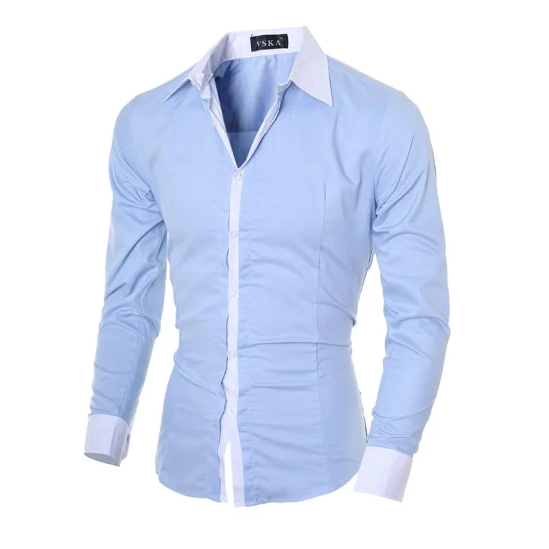 Мужская белая рубашка с длинным рукавом модная однотонная Повседневная