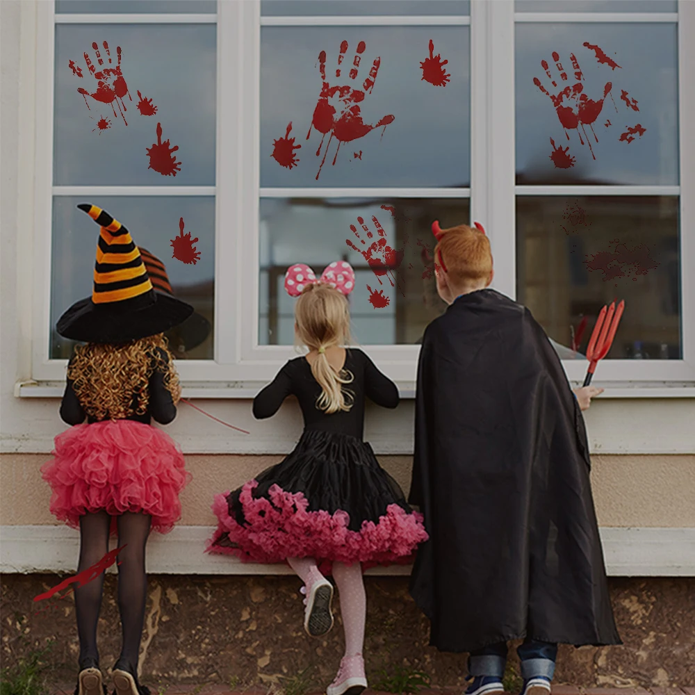 Наклейка на стену с принтом в виде кровавых рук зомби наклейка Хэллоуин из ПВХ