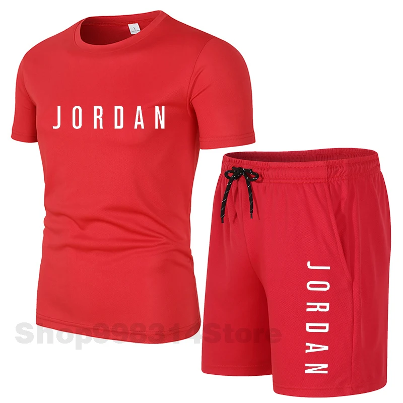 

Male Tracksuit Summer Jordan 23 Men Casual Set Fitness Suit Short Sleeve T Shirt+pants Men clothing Quick Drying 2 Piece Set