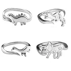 Богемные винтажные кольца с животными динозавров для женщин, металлическое Открытое кольцо с динозавром, обручальное кольцо для мужчин, девушек, подарки Вечерние