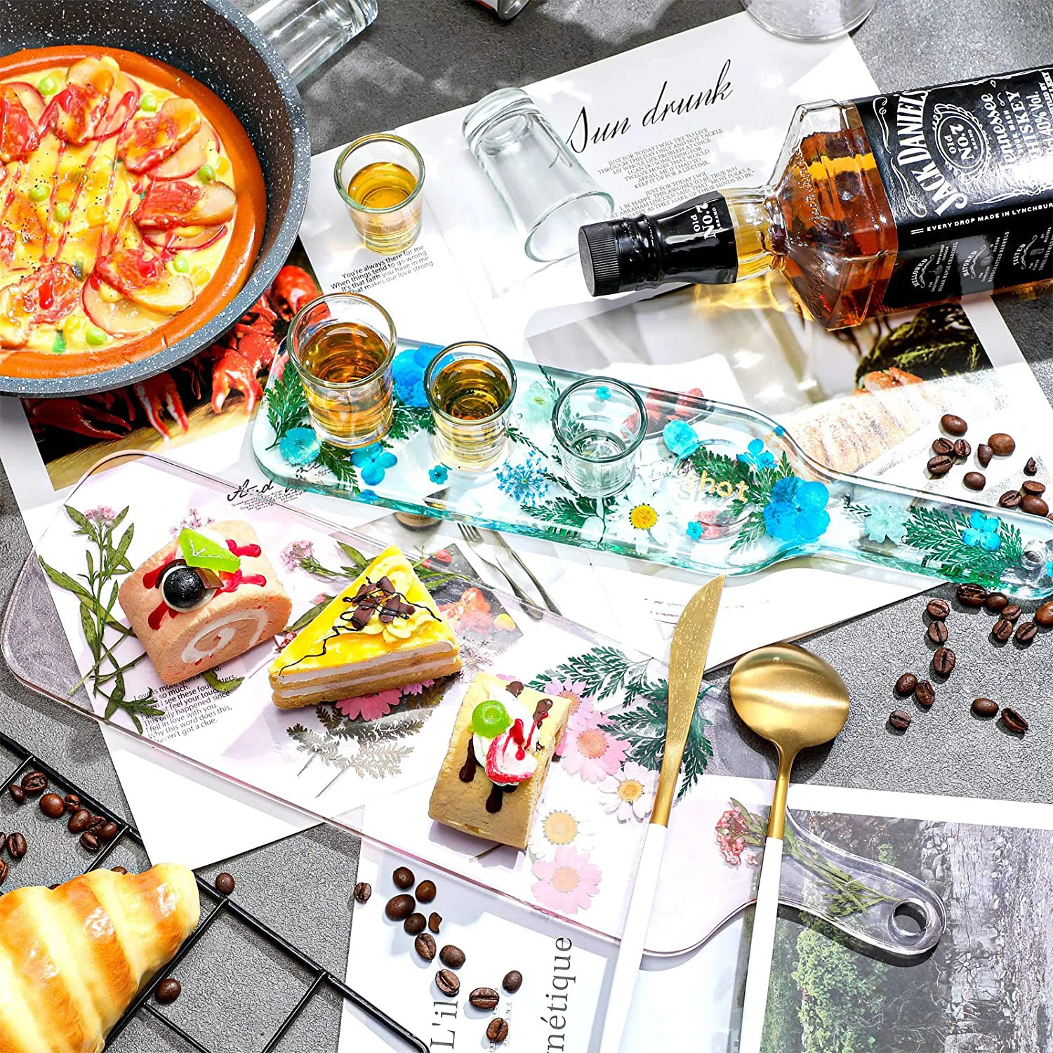 

DIY Round Rectangle Handle Tray Resin Molds Coaster Silicone Mold For DIY Crystal Epoxy Resin Coaster Home Deco Resin Craft