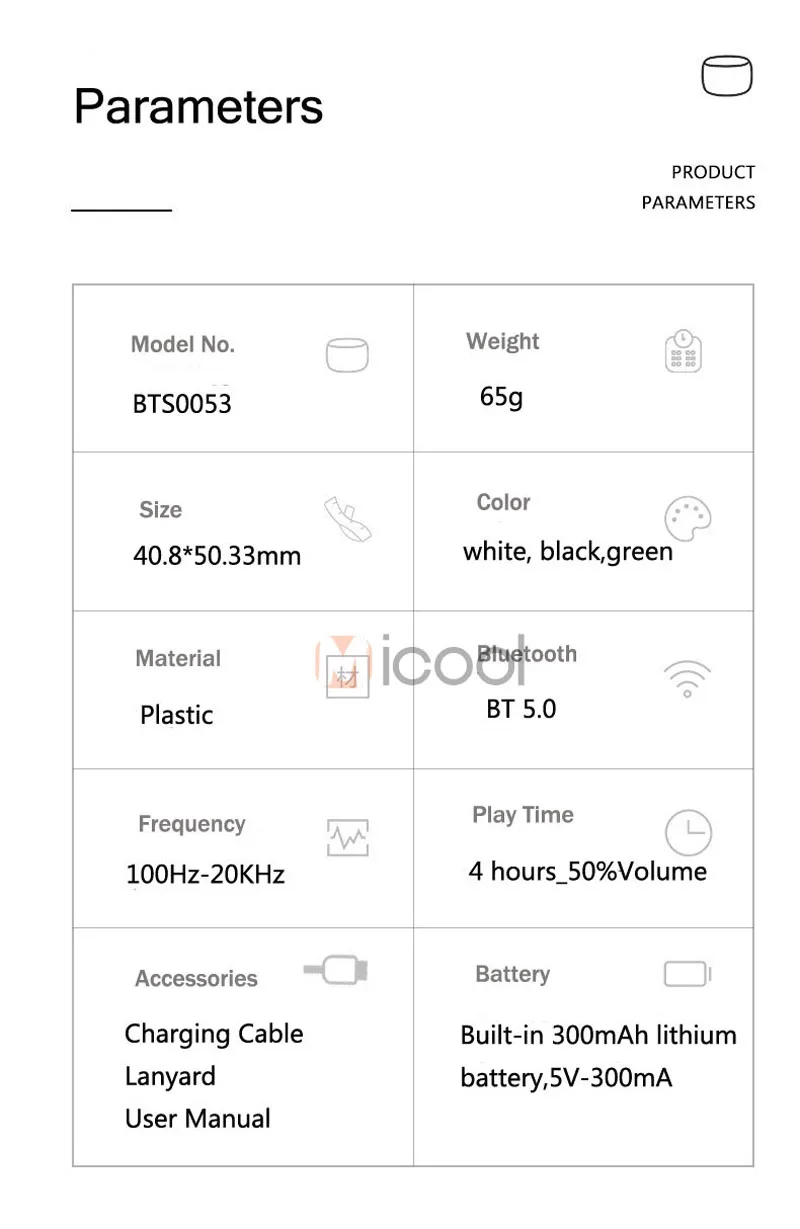 

Mini Portable Bluetooth Speaker BTS0053 TWS Twin Speaker Support TF card Hand-free Call 3D Stereo Sports Outdoor Speaker Gift