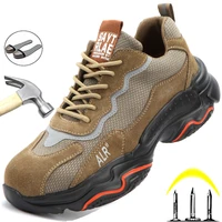 lightweight men safety shoes steel toe cap work shoes puncture proof security work sneakers anti smash protective shoes 2021