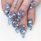 Накладные ногти на французском стиле, 24 шт., накладные ногти небесно-голубого цвета, для пляжа, облако, женские накладные ногти, дизайнерские накладные ногти с клеем