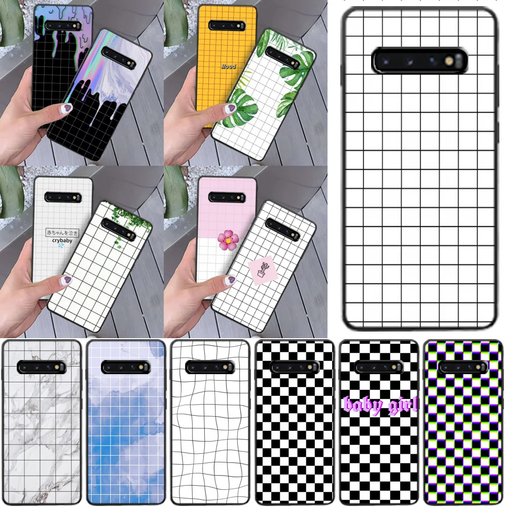 Чехол для телефона OFFeier в черно белую клетку полоску чехол Samsung S9 plus S5 S6 edge S7 S8 S10 E