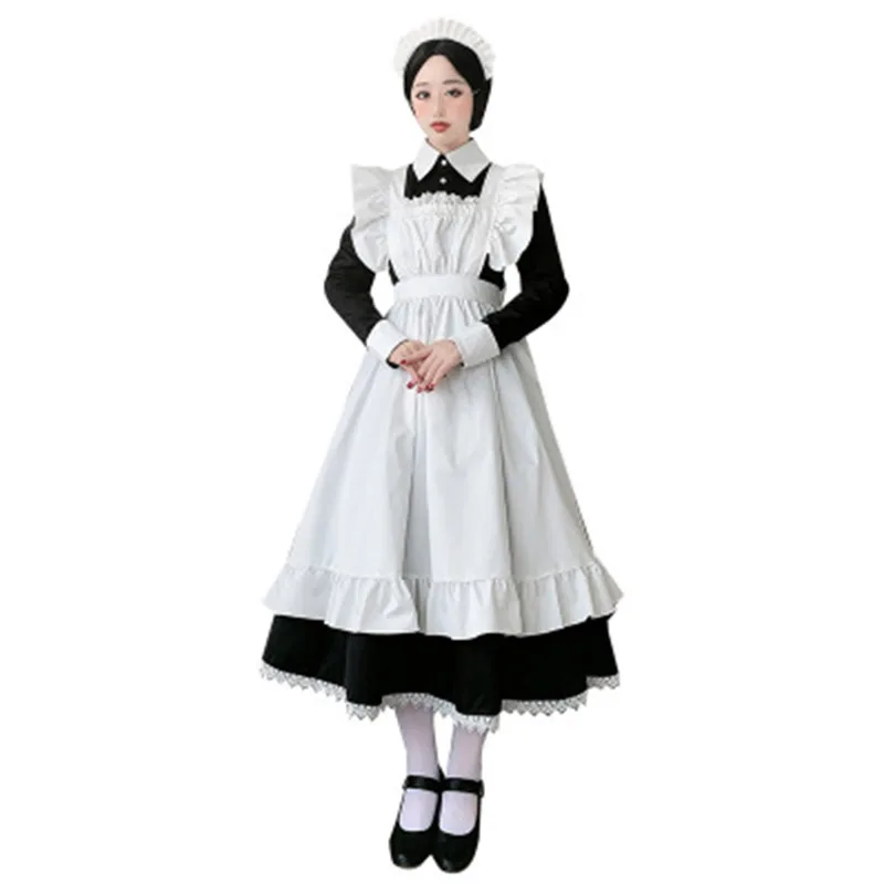 

Женский наряд горничной, длинное платье в стиле аниме, платье горничной во французском стиле, стиль "Лолита"