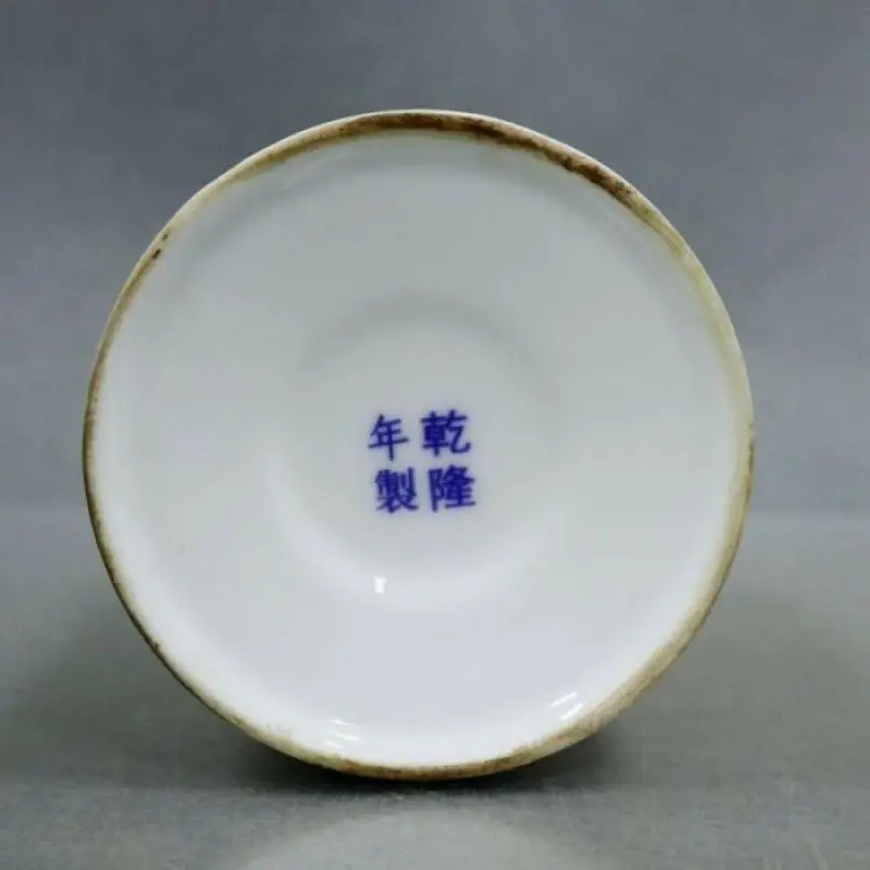 

Antique China Qianlong Sign Blue and White Red In Glaze Double Dragon Pen Holder Study Collection Ornaments