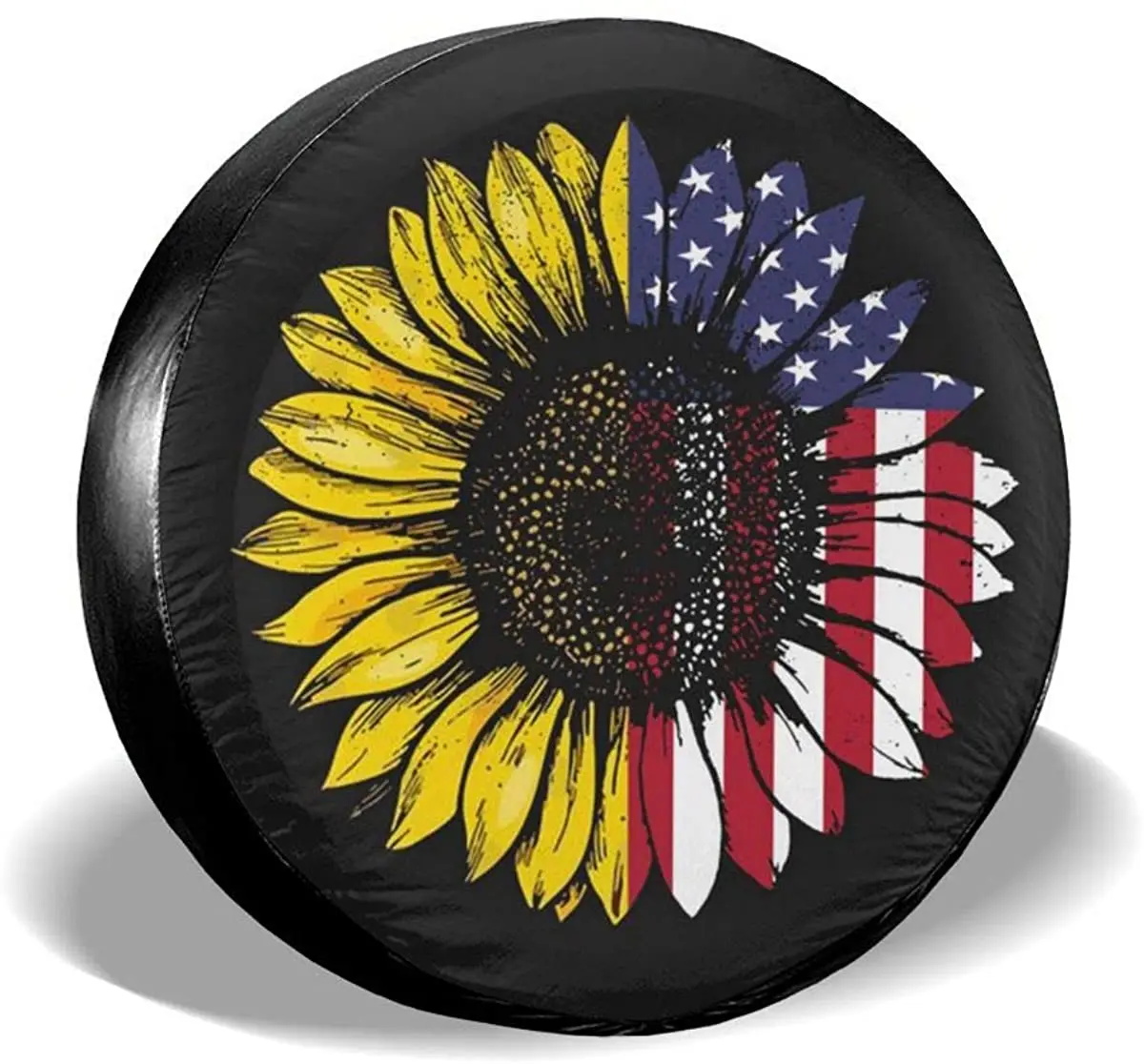 

MSGUIDE Spare Tire COVER CARs Sunflower American Flag Waterproof Dust-Proof Sun Protectors Universal Wheel COVER CAR Fit for