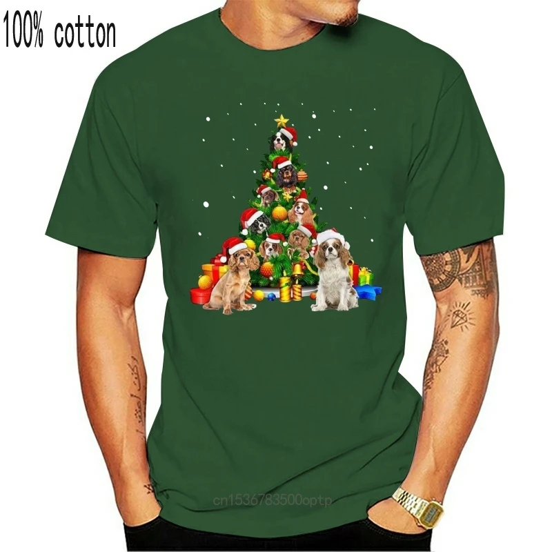 

New Cavalier King Charles Spaniels Christmas Tree Men T-Shirt S-3Xl White Harajuku Tee Shirt