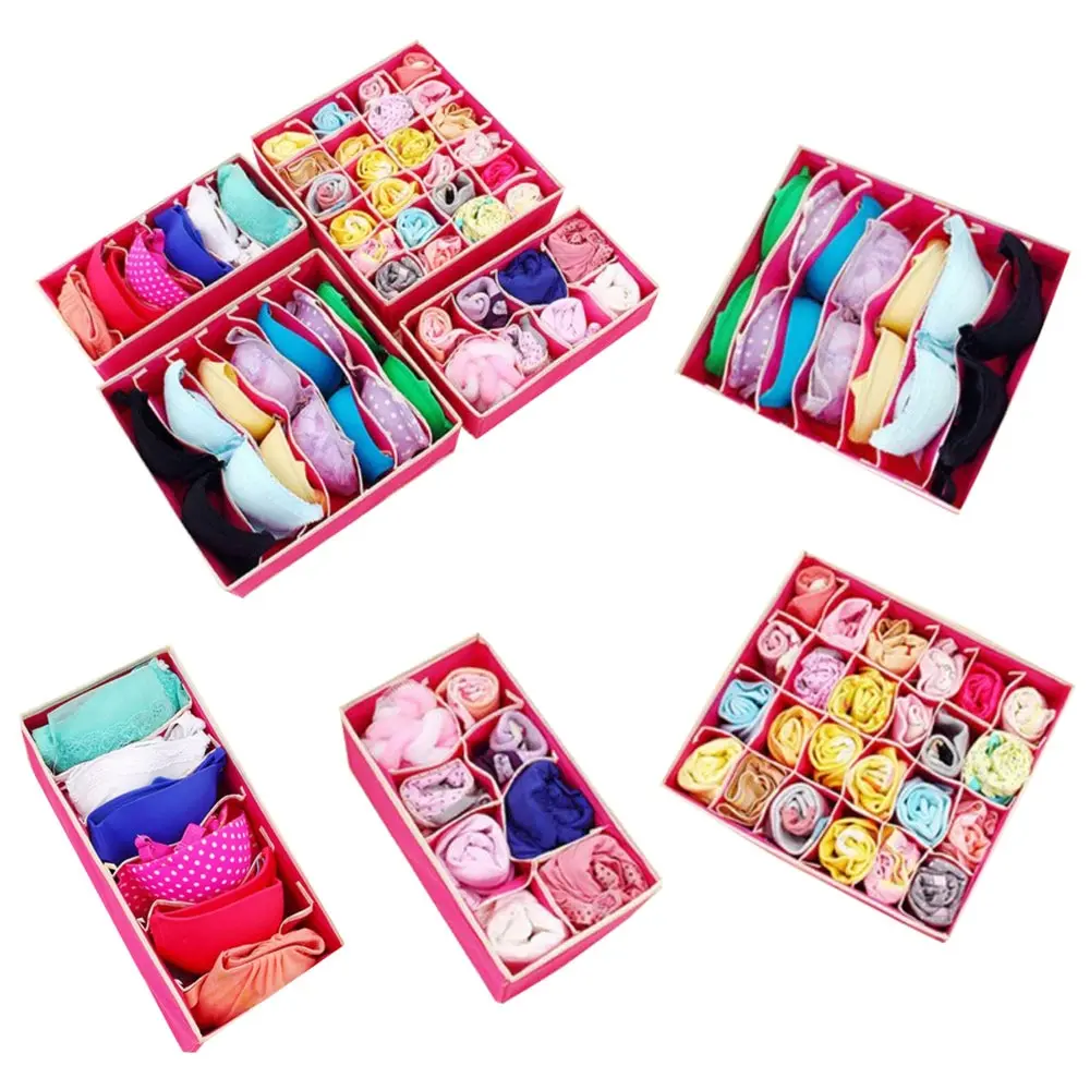 

4pcs Underwear Storage Boxes Socks Divider Drawer Lidded Closet Underwear Organizer Drawer By For Underwear Bras Socks Ties^