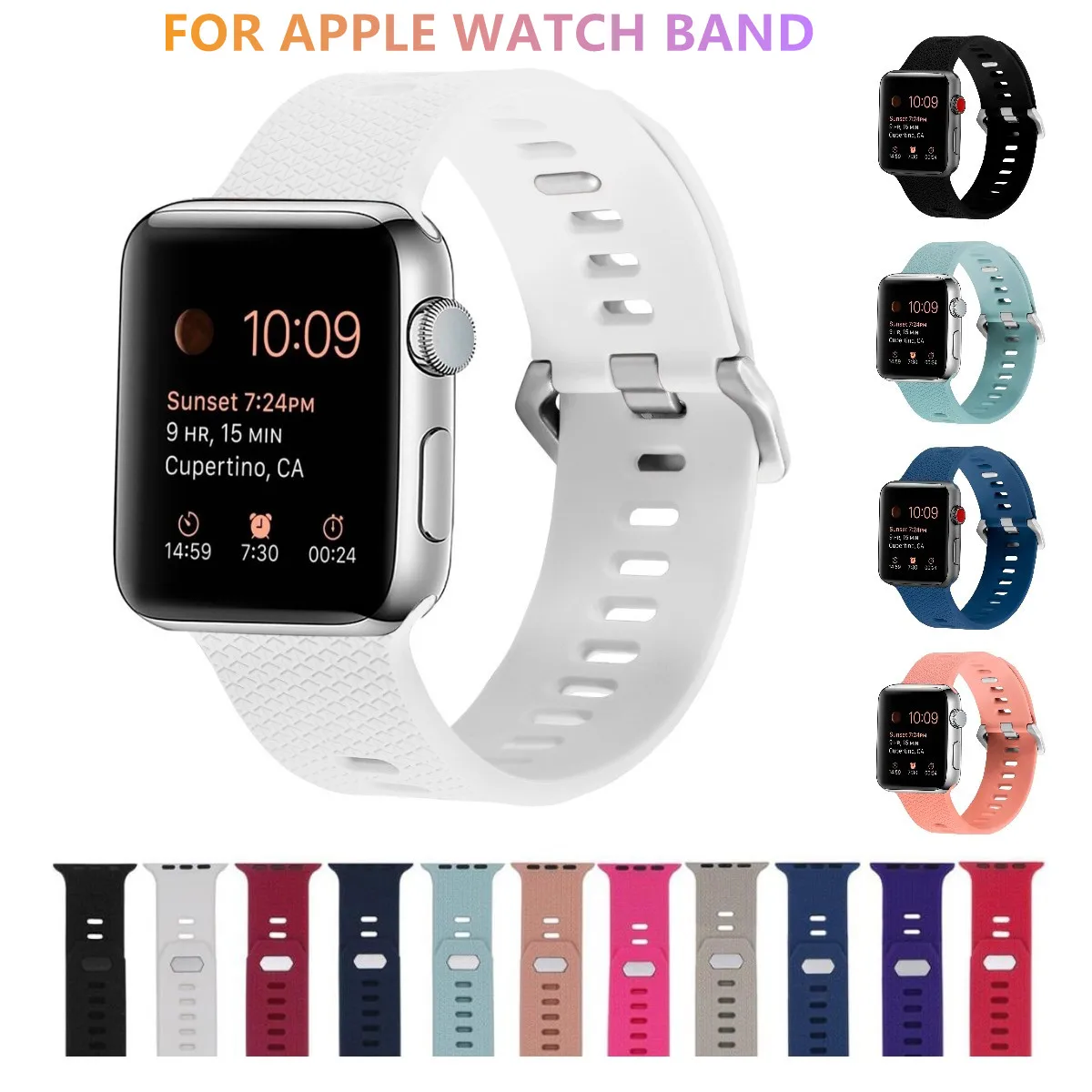 

Ремешок спортивный из мягкого силикона для iWatch Series 5 4 3 2 1 38 мм 42 мм, резиновый браслет для Apple Watch bands 4 5 40 мм 44 мм