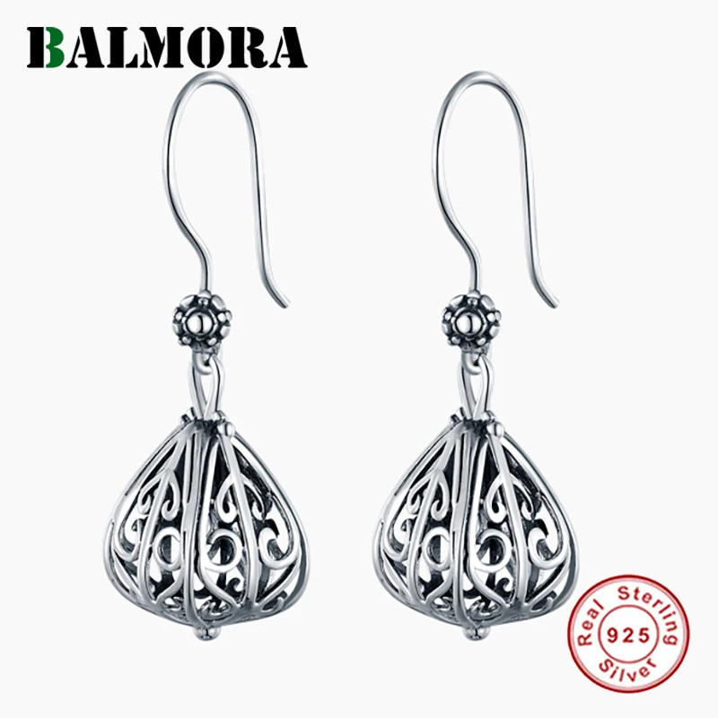BALMORA, 925 пробы, серебряные, полые Висячие серьги для женщин, подарок для матери, леди, Ретро стиль, элегантные, модные ювелирные изделия, Brincos
