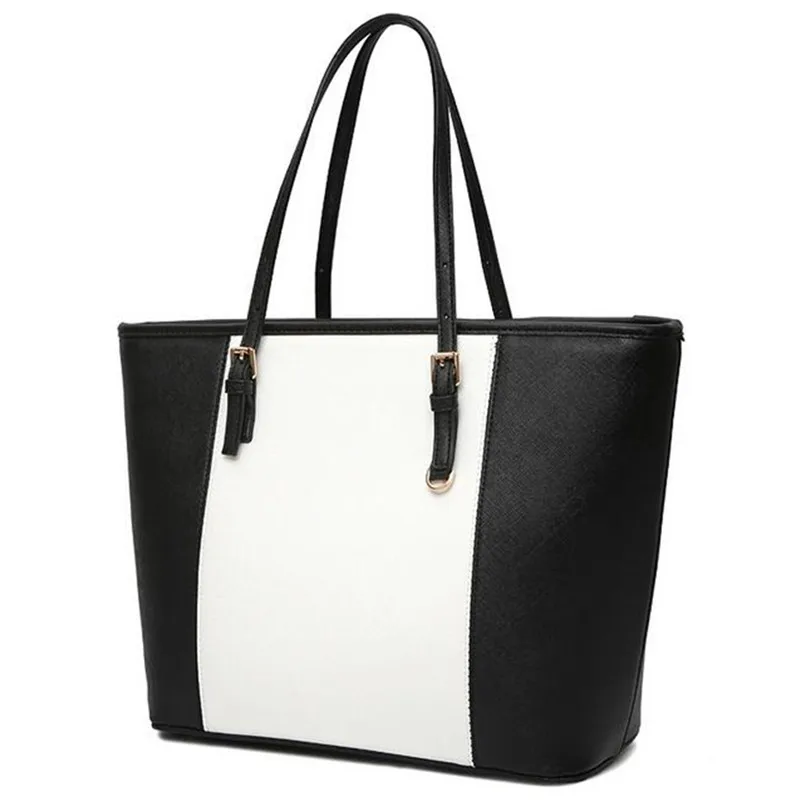 

Big Bag 2021 Fashion Women Pu Leather Handbag Brief Shoulder Bag Black White Large Capacity Luxury Tote Shopper Bag Designer