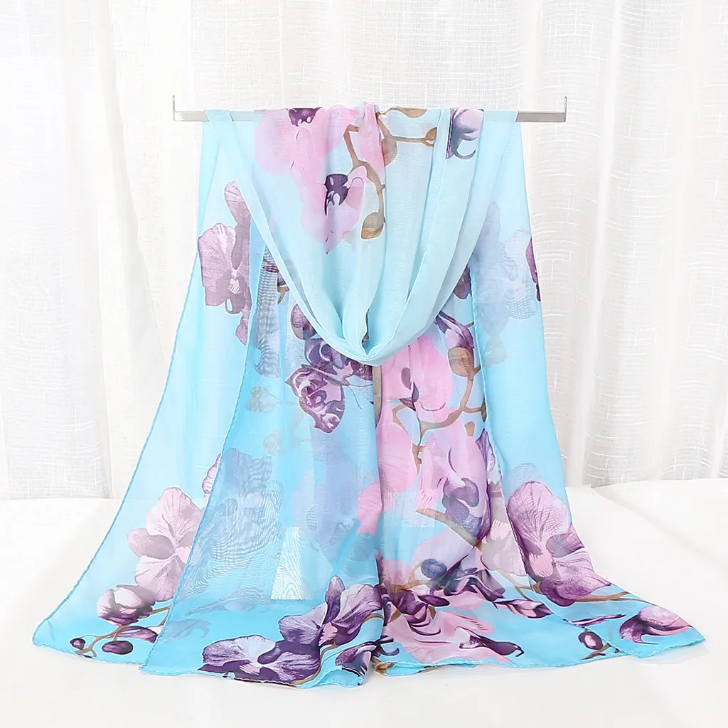 Шелковый шарф с цветочным принтом в стиле ретро на шею винтажный Модный женский