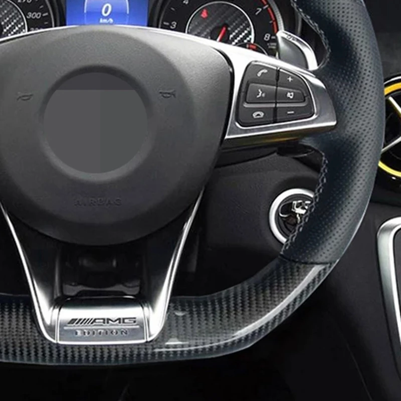 Чехол рулевого колеса автомобиля нескользящего черного графита волокна (кожа)