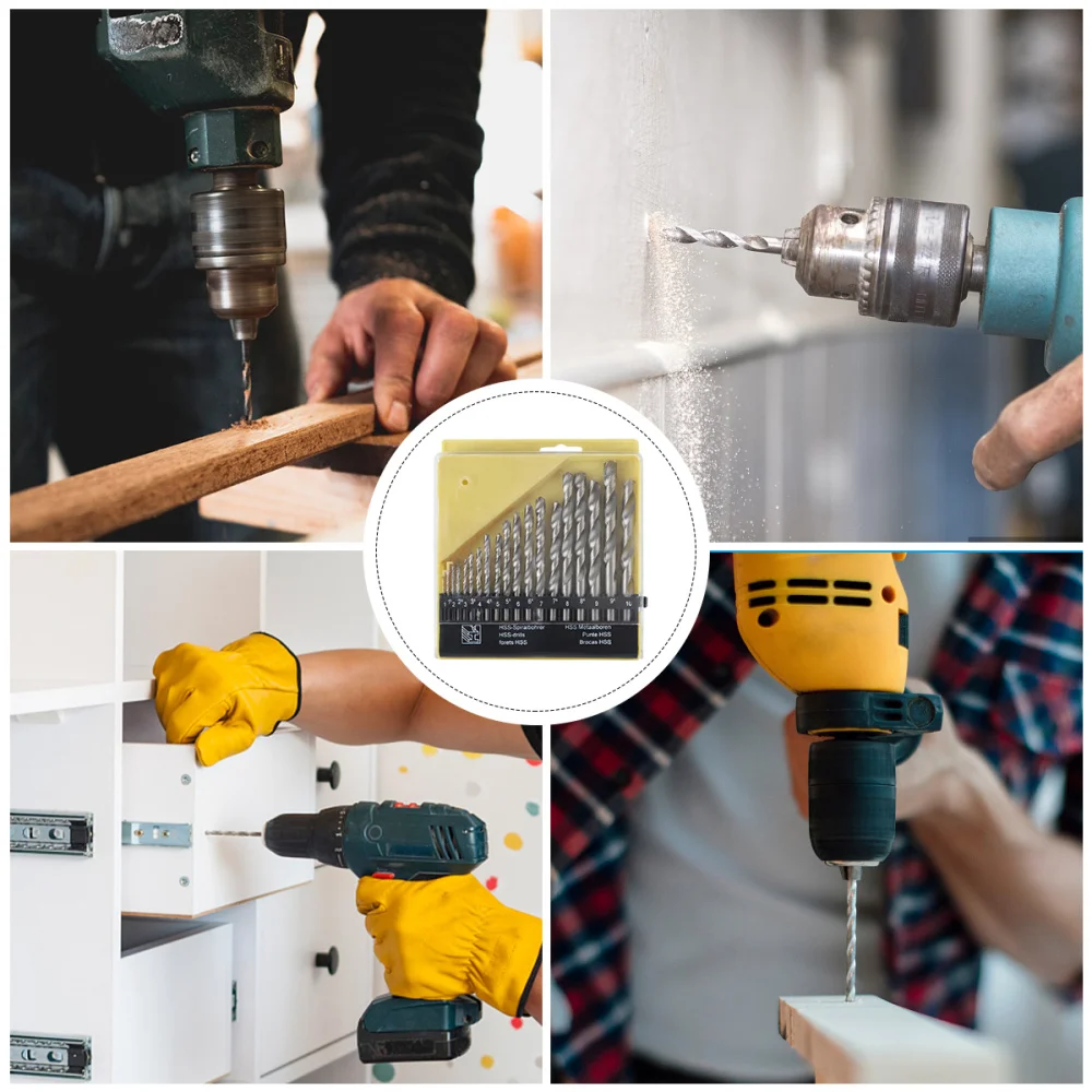 

19pcs Steel Twist Drill Bit Set Drilling Tool for Metal Wood Plastic (Silver)