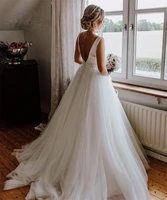 simple wedding dress new 2020 bow knot design a line backless sleevelees bridal gown whitelvory custom made size robe de soiree