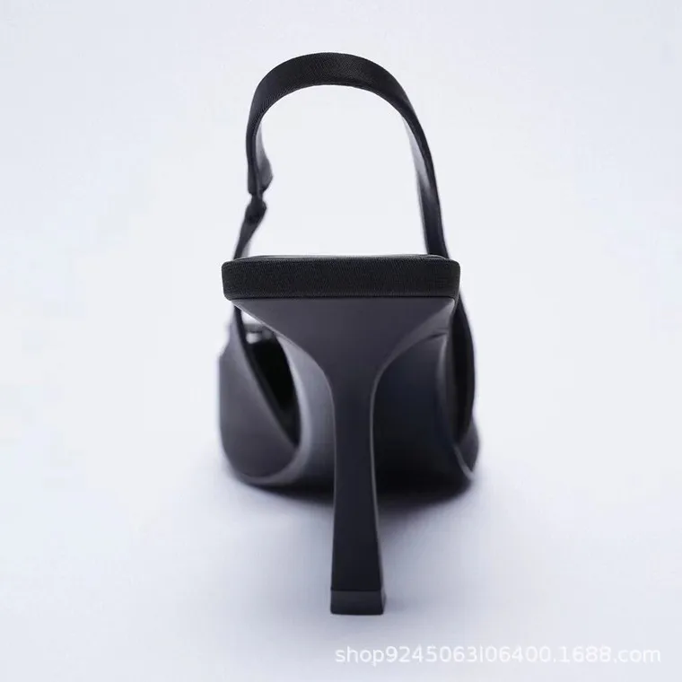 Женские босоножки без шнуровки ZA черные туфли на высоком каблуке-шпильке с