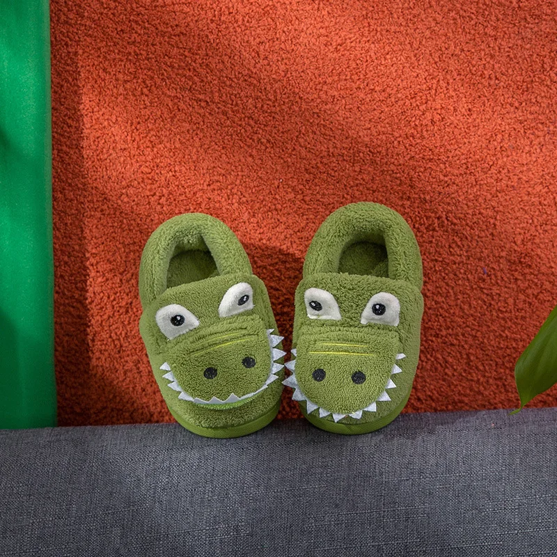 

Autumn Winter kids Slippers Children Green Dinosaur Non-slip Soft Boys Home Shoes Kids Girls Cartoon Slippers Indoor Floor Shoes