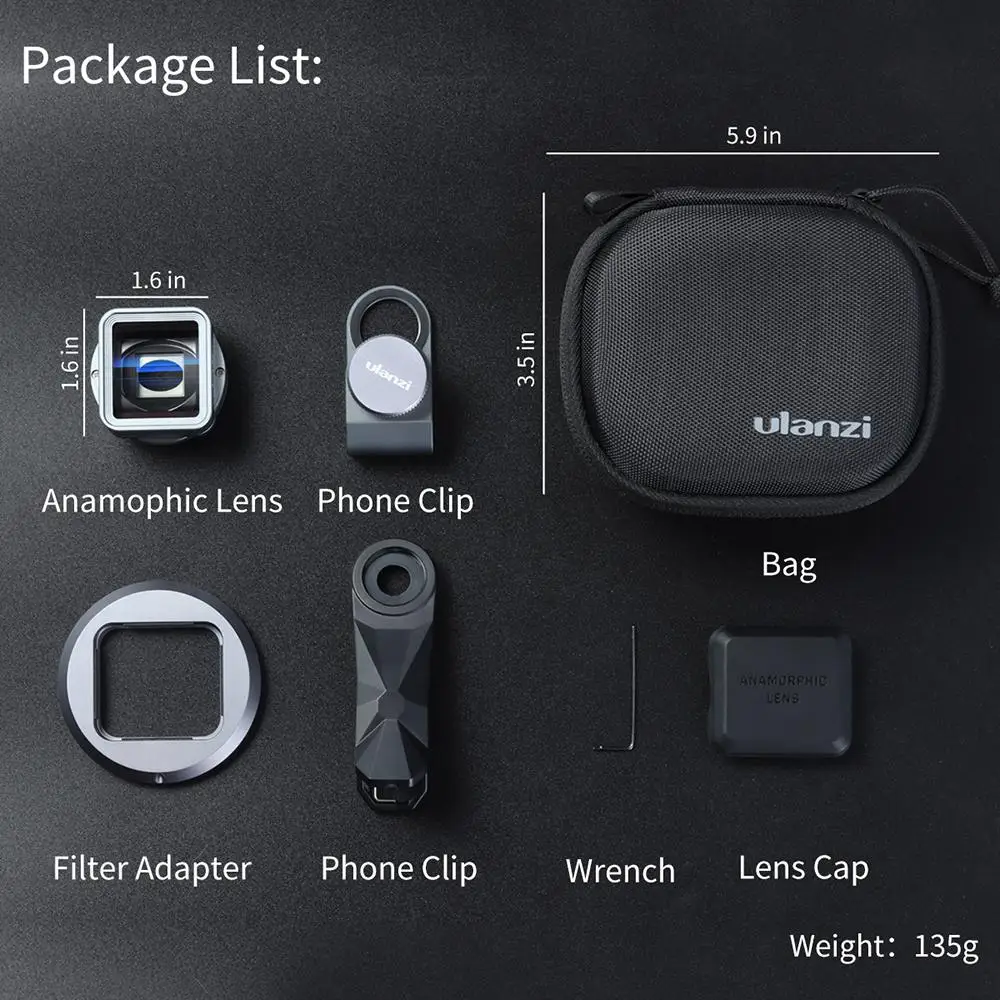 

1.33XT Anamorphic Lens Widescreen Movie Videomaker Filmmaker with 52mm Filter Adapter for iOS iPhone Android Smartphones