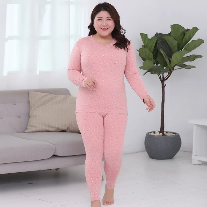 

Plus Size 4XL 5XL 6XL Long Johns for Women Thermal Underwear Set Warm Winter Wear Clothes Print Lingerie Thermal Suit Female
