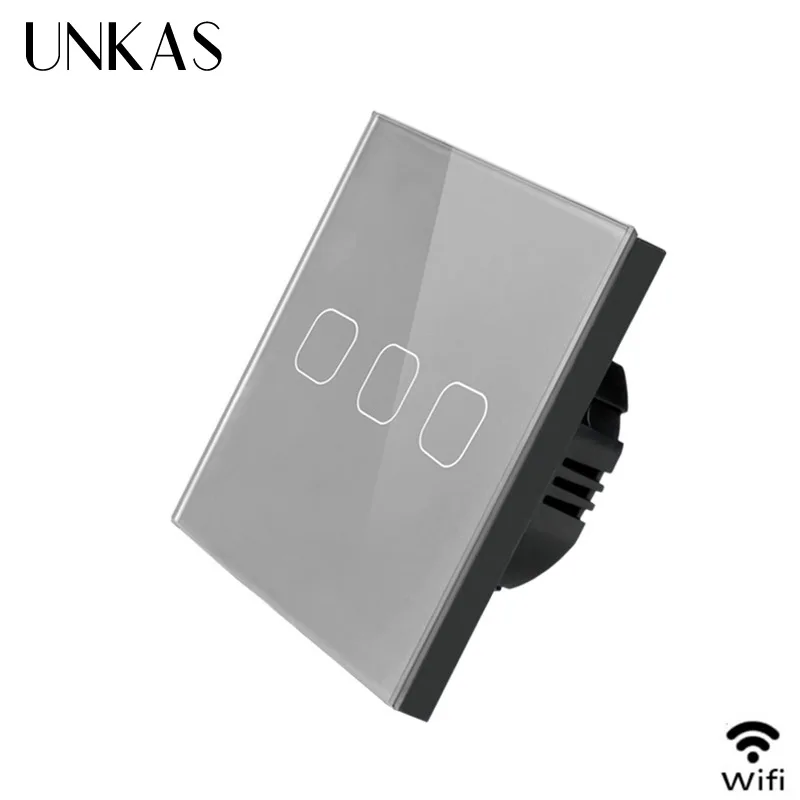 UNKAS умный дом 1/2/3 банда 1 способ беспроводной WiFi стандарт ЕС сенсорный настенный