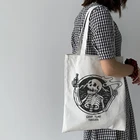 Холщовая женская сумка с принтом черепа, повседневная Готическая сумка для покупок с мультяшным принтом в стиле Харадзюку, Вместительная женская сумка на плечо в стиле хип-хоп