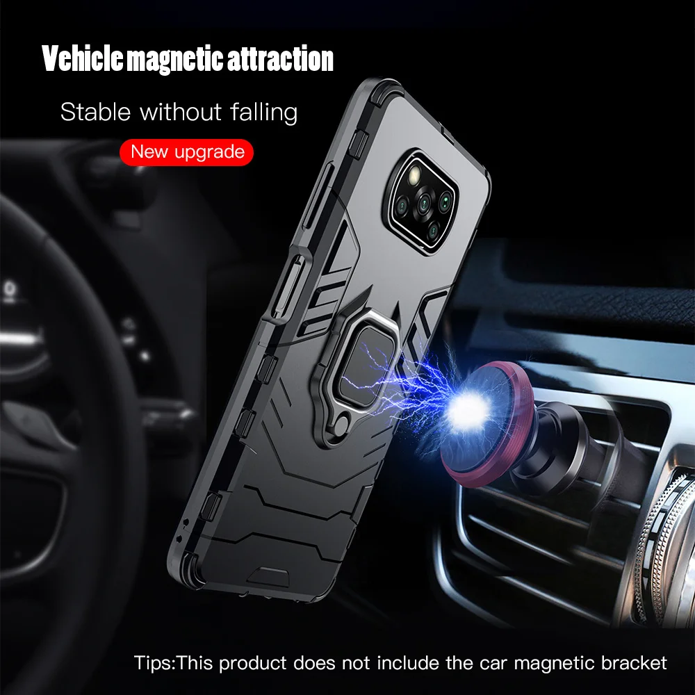 

Shockproof Case for Xiaomi POCO X3 GT NFC M3 Pro 5G F2 Ring Stand Phone Back Cover for Xiaomi Pocophone X3 Pro X2 F3