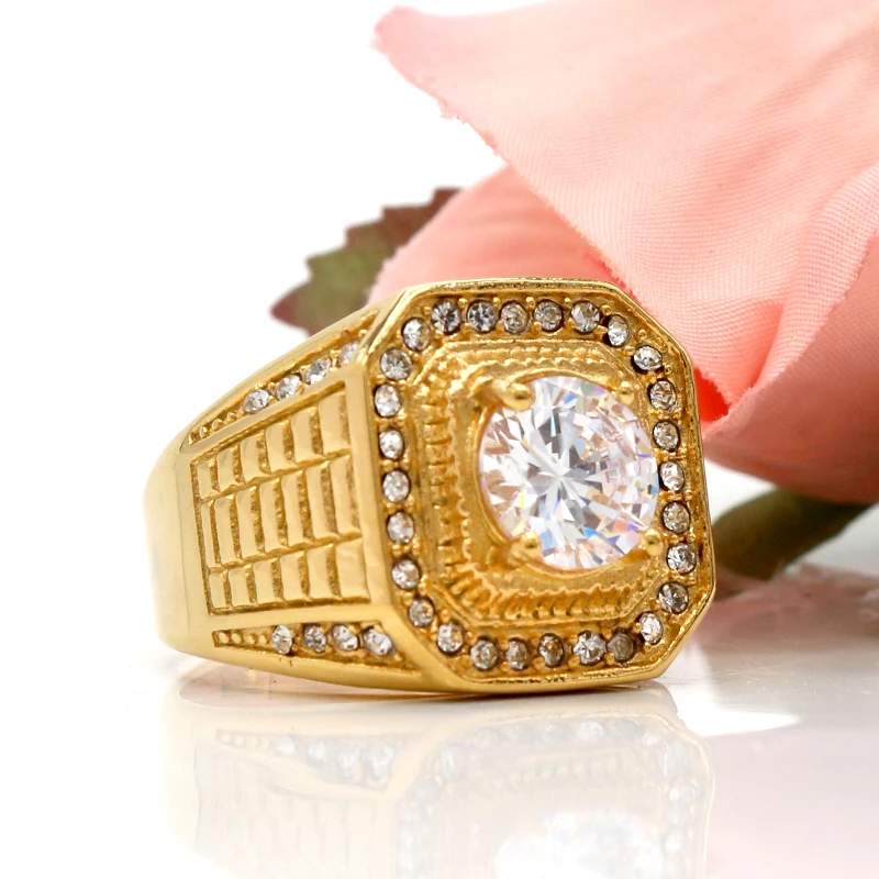 Мужское обручальное кольцо KLDY Золотое кольца для мужчин из нержавеющей стали