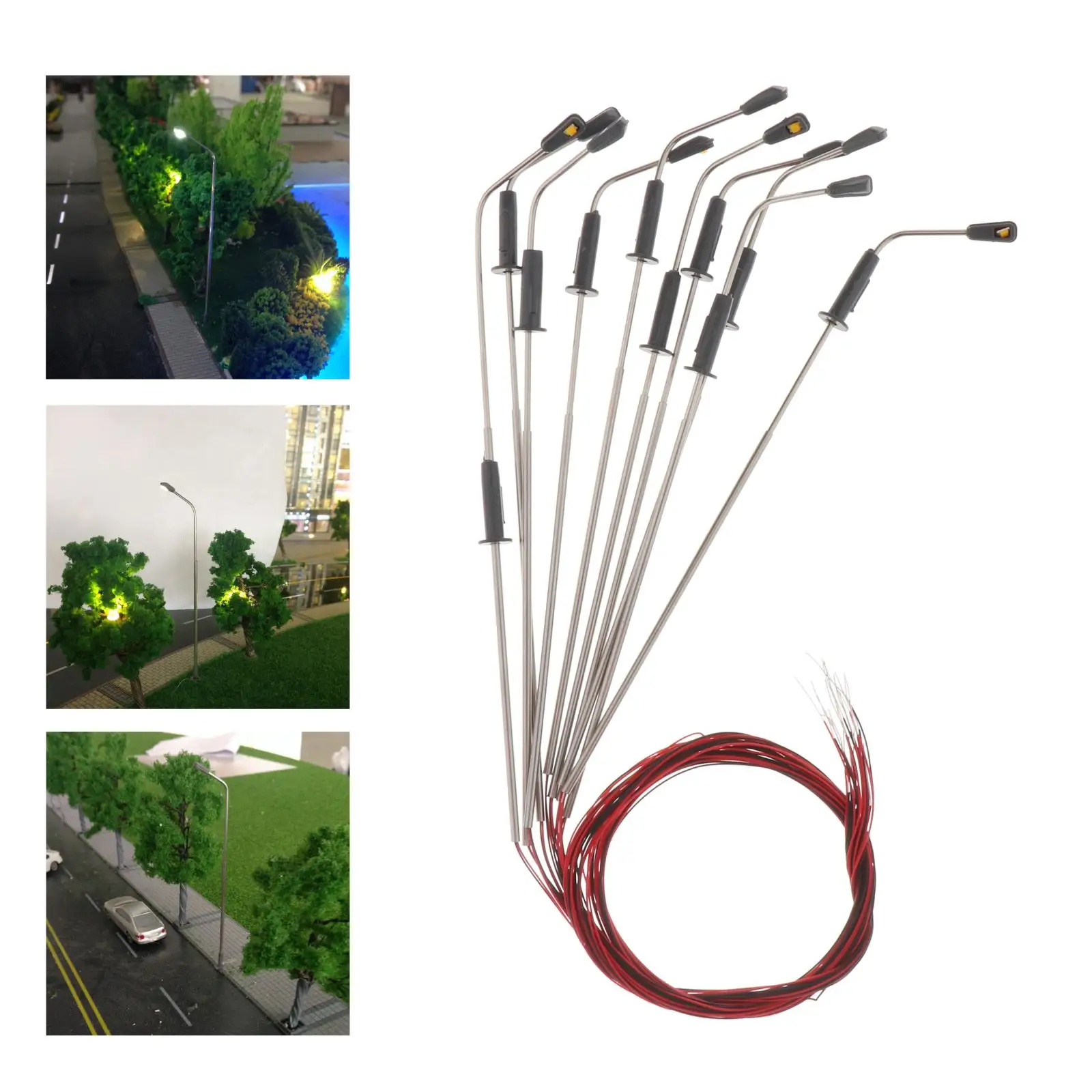 

10x Miniature Railroad LED Light Garden Micro Landscape Lamppost Accessory 1:150 Scale 8cm