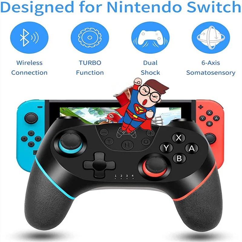 Беспроводной Bluetooth геймпад с двойной вибрацией для консоли Nintedo Switch 6 осевой