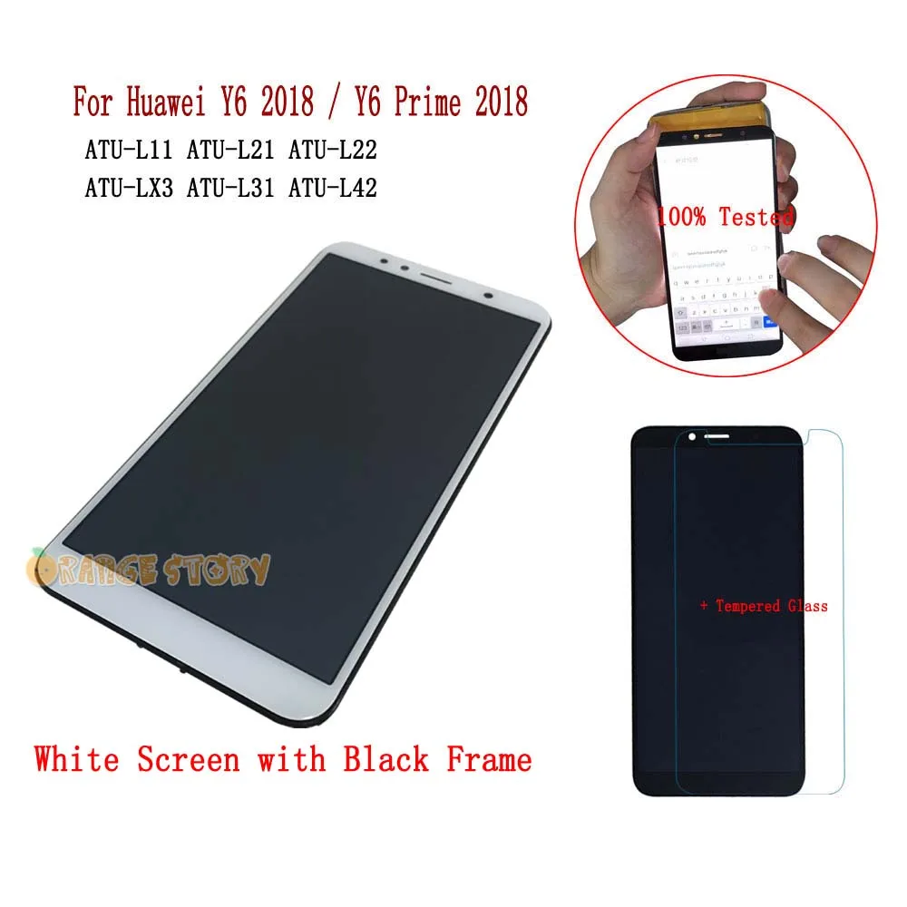 WE LCD Black Frame Для huawei Y6 ATU-L21 ATU-LX3 ATU-L31 L11 L22 L42 ЖК-дисплей сенсорный экран Рамка для huawei Y6 Prime закаленное стекло - Цвет: WE LCD Black Frame