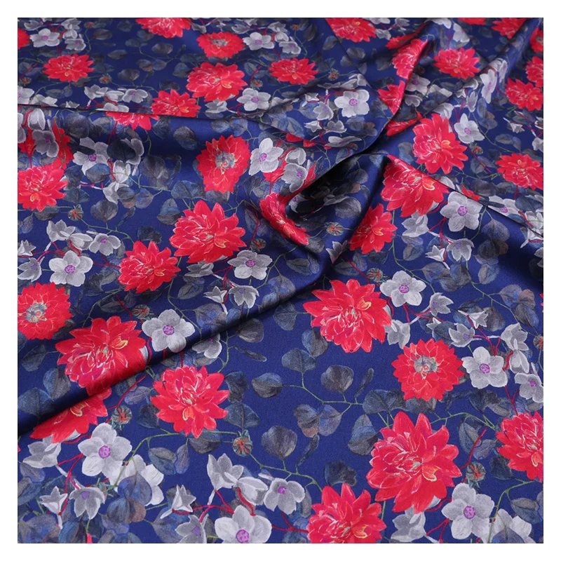 

Digital Inkjet Printing Real Silk Satin Fabric Summer Soft Satin Cheongsam Dresses Sewing Material Home Textile by the Meter