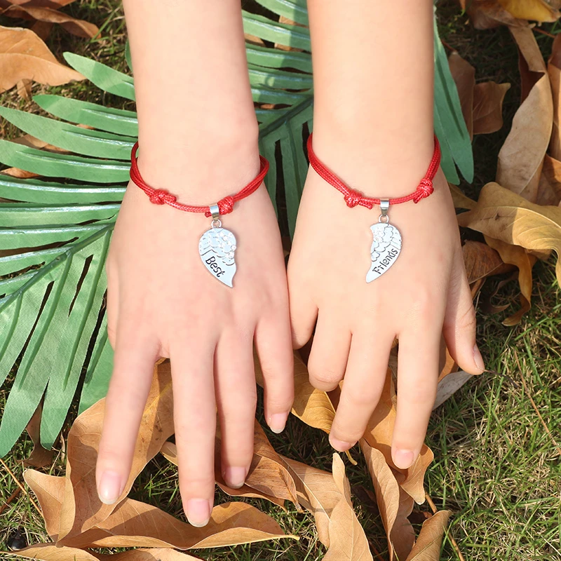 Разноцветный кожаный браслет Best Friend для девушек и мужчин подвеска в виде крыла