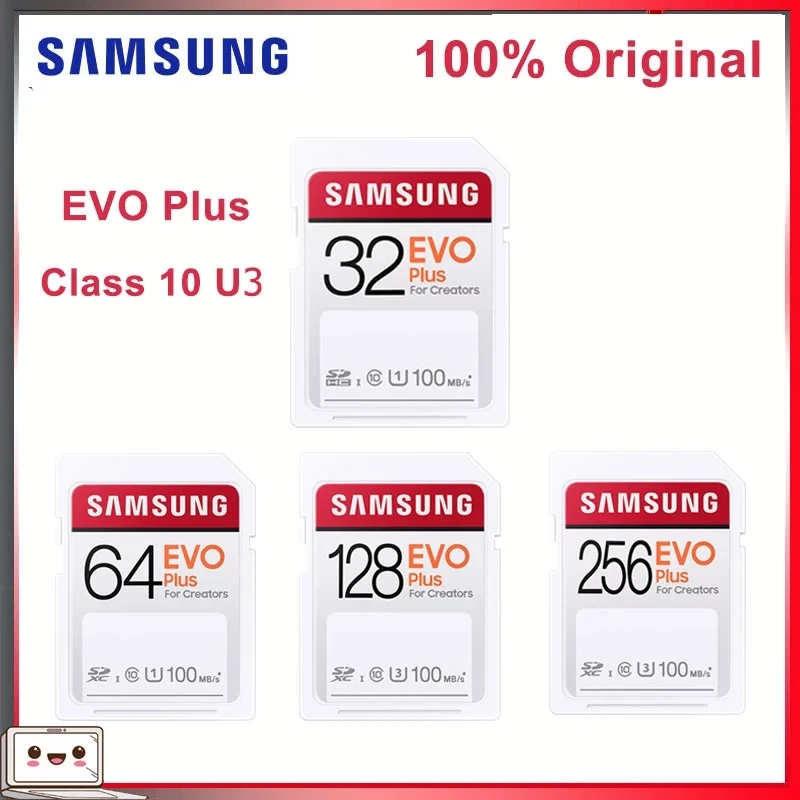 

SAMSUNG EVO Plus SD Card 100M/s Memory Card MicroSD 32GB 64GB 128GB 256GB C10 UHS-I 4K and FHD Video Camera SDXC SDHC
