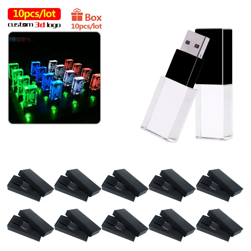 Флеш накопитель Usb 2 0 с логотипом на заказ флэш кристаллами в подарочной коробке