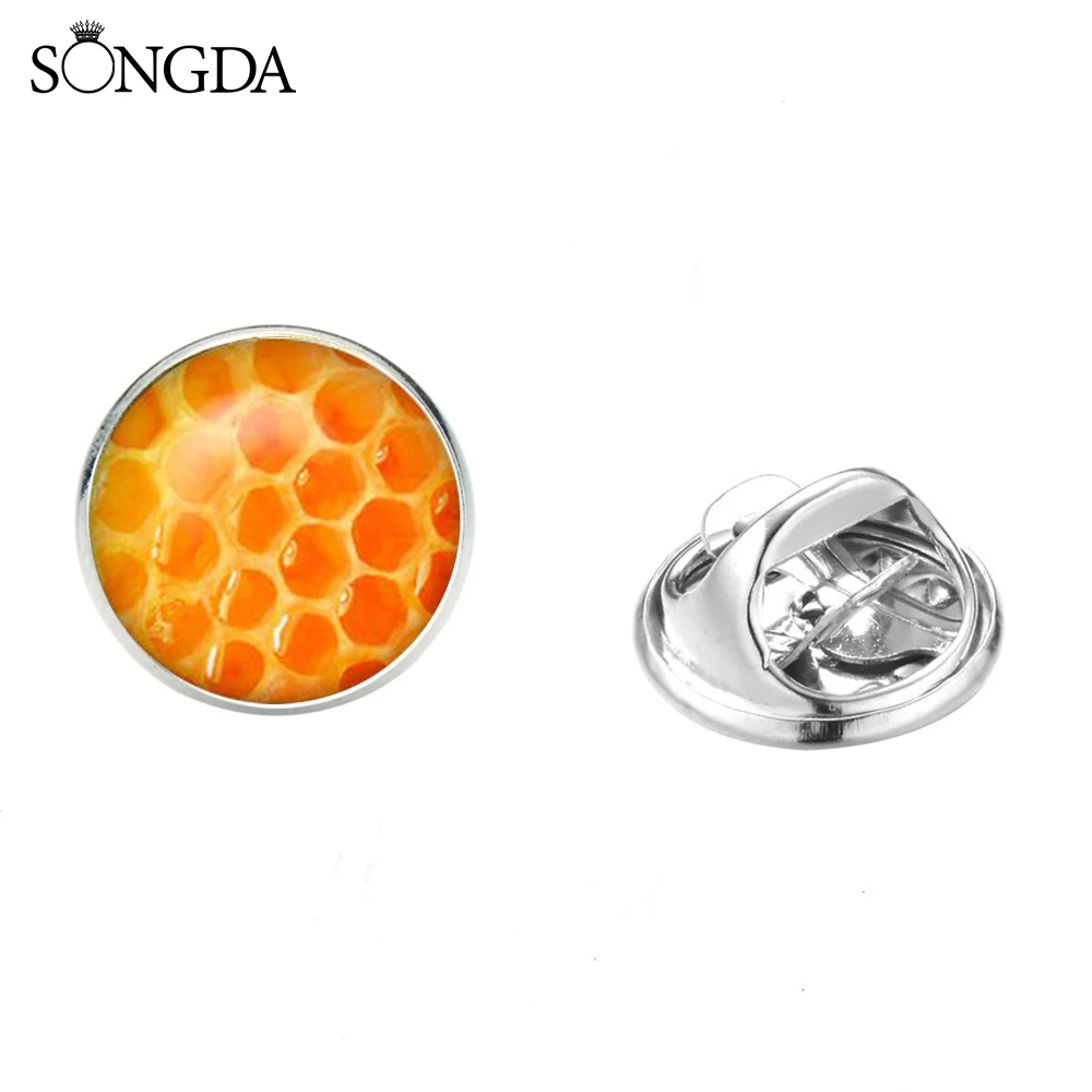 2019 Exquisite Golden Honeycomb Brooches Honey Bee Lapel Pins Handmade Glass Insect Animal Jewelry for Men Women | Украшения и