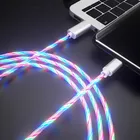 Быстрое зарядное устройство А, цветной светящийся кабель Micro USB Type C, провод для iPhone X, Samsung S9, Huawei, Xiaomi, шнур для зарядки