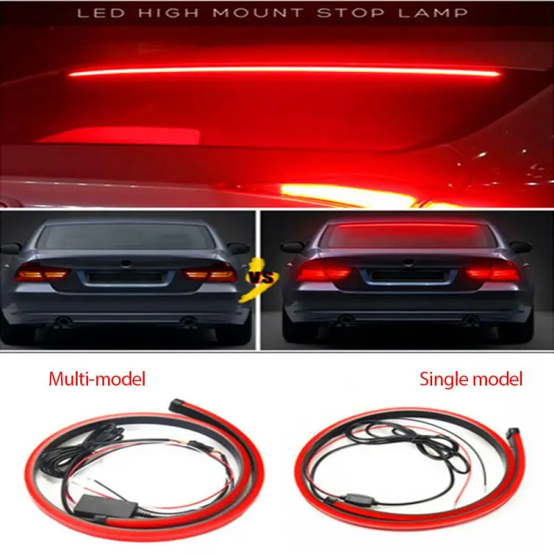 

90cm Auto High Mount Brake Stop Lights Car Styling Accessories Additional Brake Lamp Warning Turn Signal LED Strips Waterproof