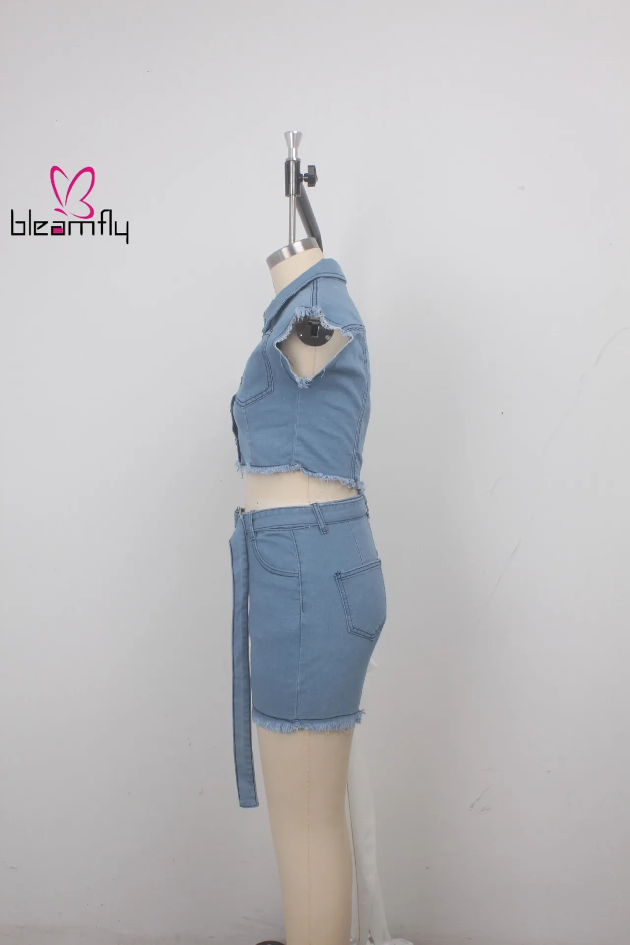 2019 женский летний однотонный джинсовый Тренч с коротким рукавом и пуговицами