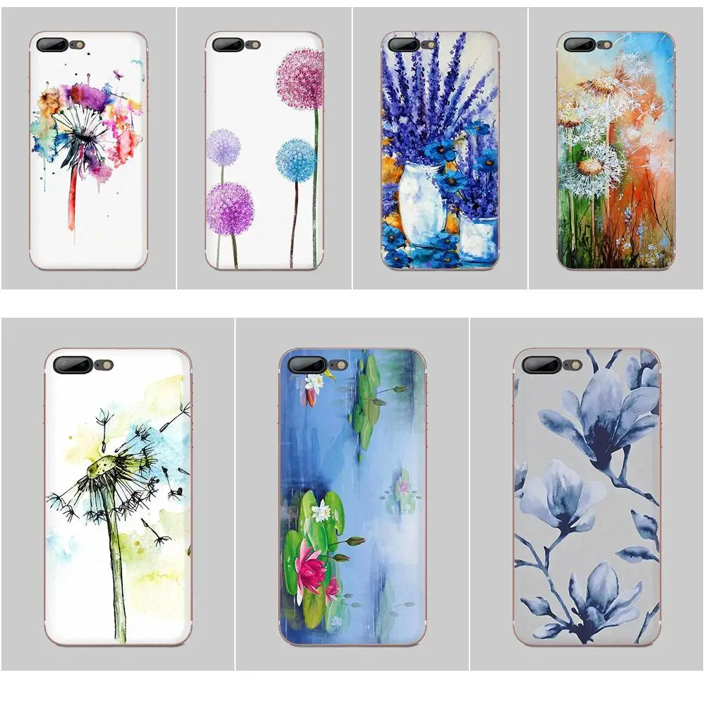 Чехол для телефона из ТПУ с акварельным цветком одуванчиком лотосом лавандой Apple
