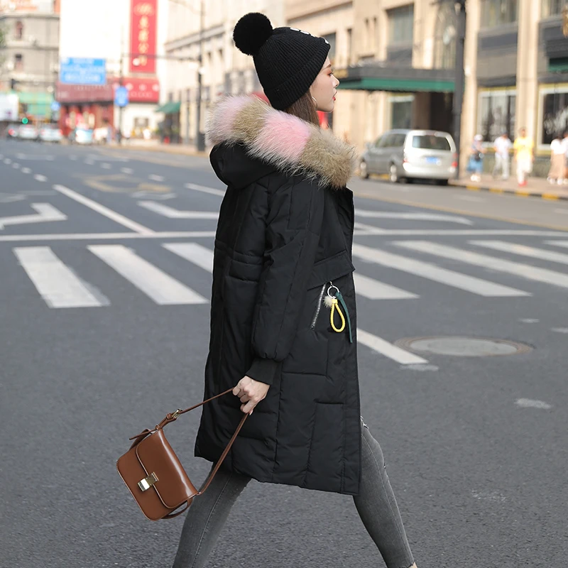 Fitaylor зимние женские длинные хлопковые парки большой меховой воротник толстое