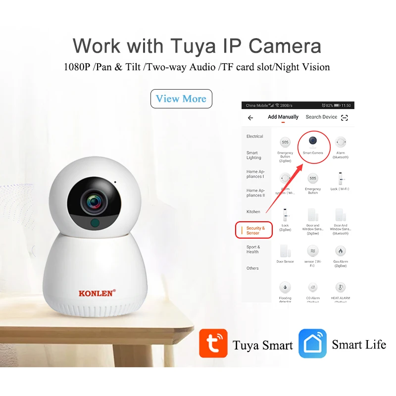 Система беспроводной сигнализации Tuya GSM Wi Fi с камерой датчиком движения Google