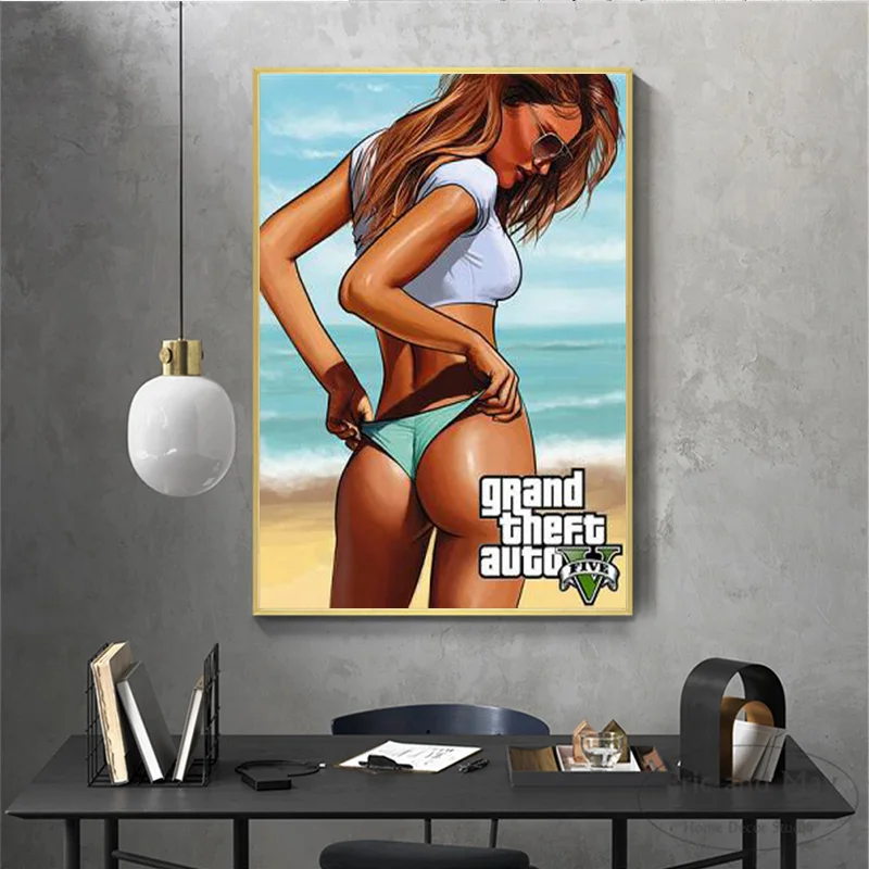

GTA 5 San Andreas Vice City Vintage Wall Art Canvas Painting Poster Prints Pictures For Bedroom Decoration Home Oil Paintings