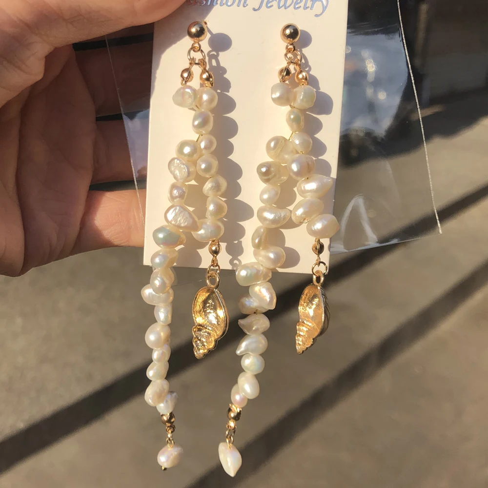 Серьги KBJW с настоящими жемчужинами и кисточками ювелирные изделия неправильным