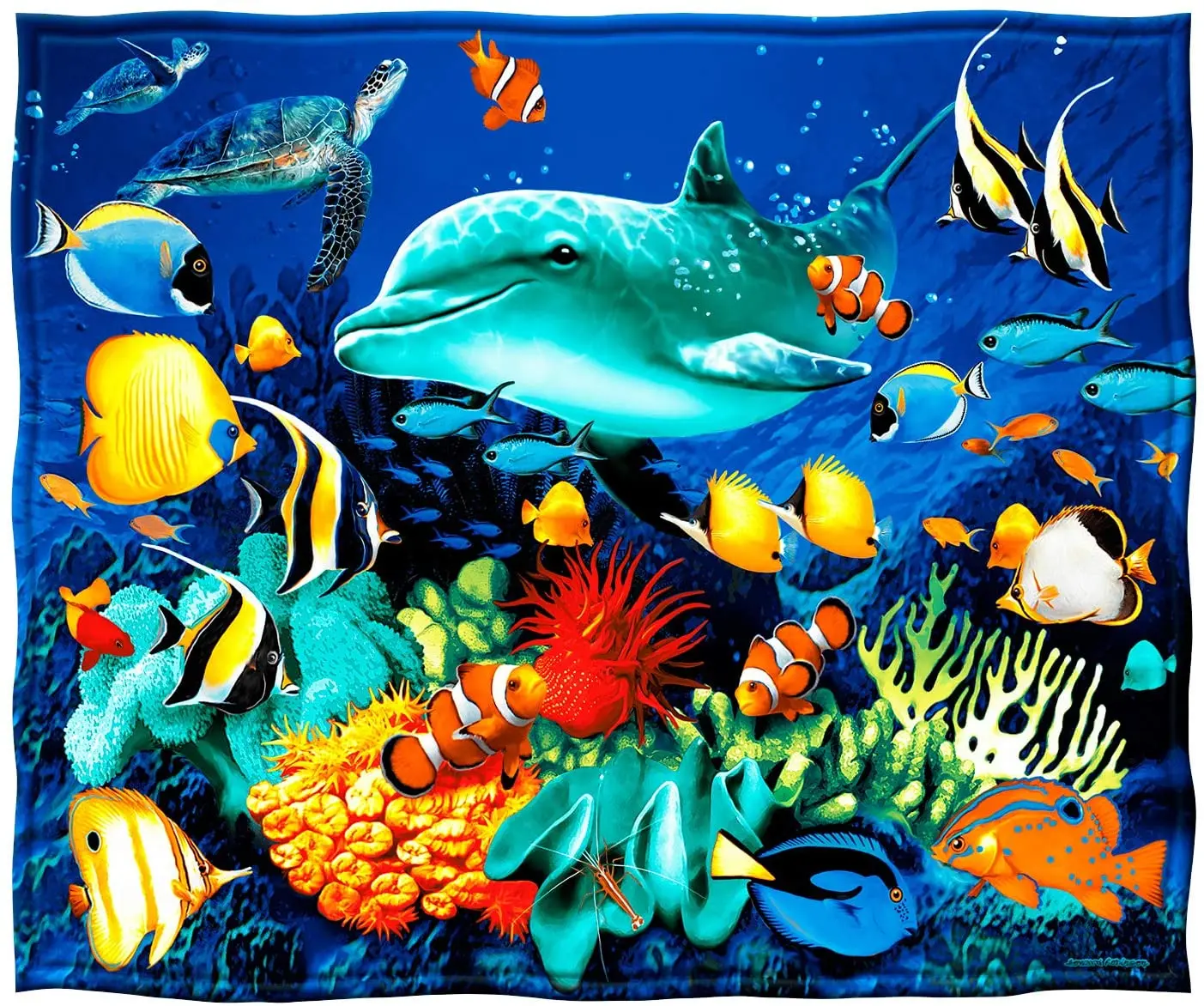 

Dawhud Direct Super Soft Plush Dolphin Reef Fleece Throw Blanket