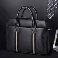 scione 2020 japanese and korean trendy striped briefcase mens new handbag business leather bag horizontal large capacity bag