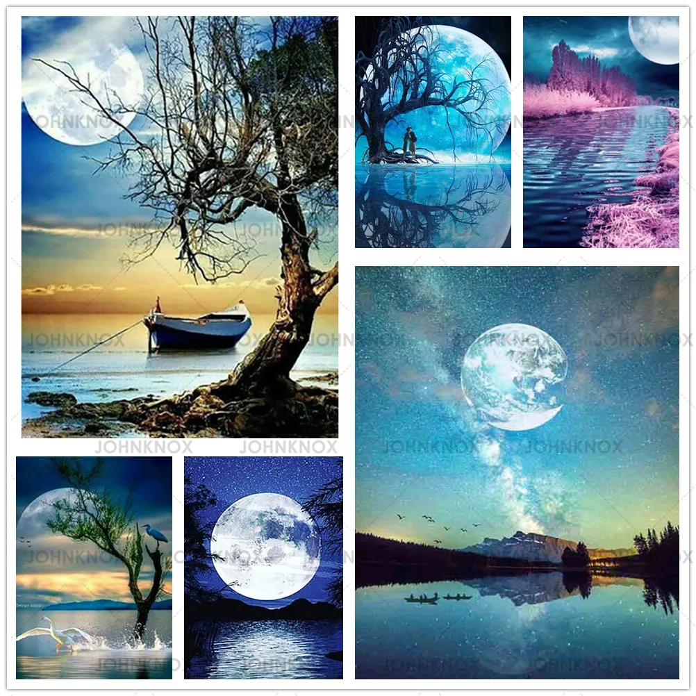 

Moonlight Scenery 5D Diy Diamond Painting Moonscape Diamond Embroidery Cross Stitch Full Drill Mosaic Art Home Decor Gifts